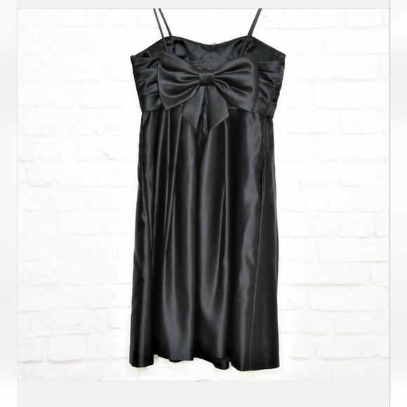 NWT BILL LEVKOFF Satin Strapless Pocketed Empire Waist Evening Dress SZ 6 Black - Picture 13 of 13